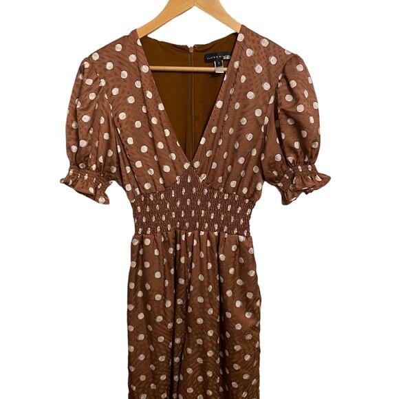 Slate and Willow Jumpsuit Sketched Polka Dot Brown White Size 2 - Picture 9 of 15